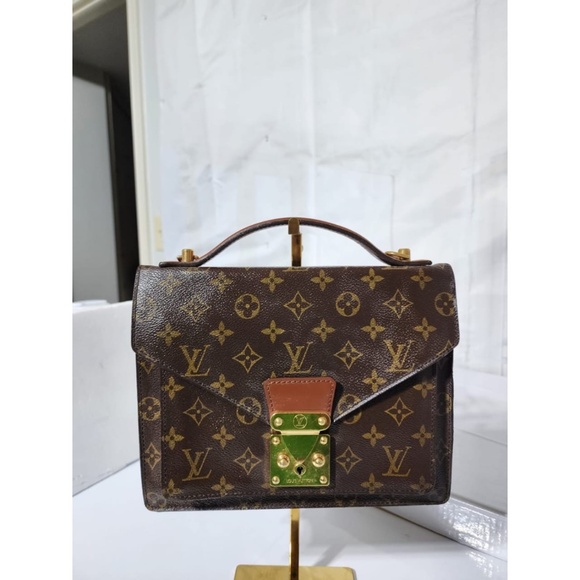 Authentic LOUIS VUITTON Monogram Monceau Satchel Bag Brown - Picture 5 of 16